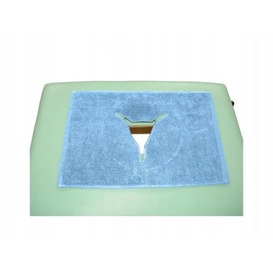 Terry mat-cover for massage table cushion, X-shaped, blue Terry mat-cover for massage table cushion, X-shaped, blue