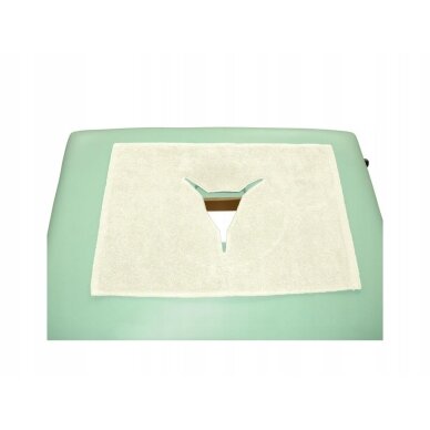 Terry mat-cover for massage table cushion, X-shaped, cream color Terry mat-cover for massage table cushion, X-shaped, cream color