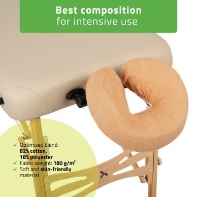 Terry cloth cover for the headrest of a folding massage table, beige 1 Terry cloth cover for the headrest of a folding massage table, beige 1