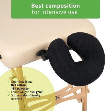 Terry cloth cover for the headrest of a folding massage table, black 1