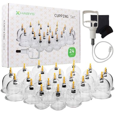 Professional vacuum cup set with pump, 24 pcs.