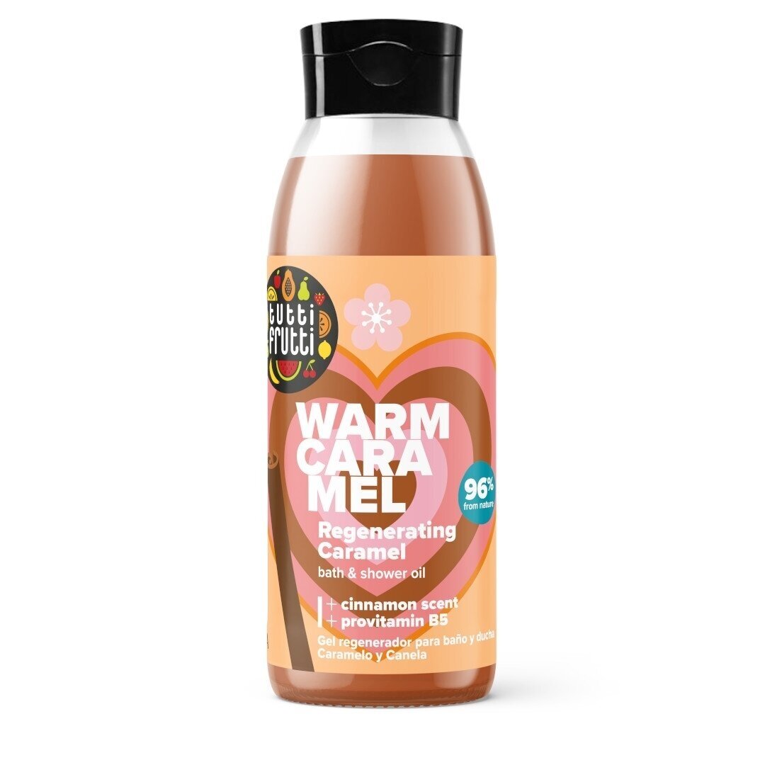 TUTTI FRUTTI регенерирующее масло для ванны и душа CARAMEL & CINNAMON, 400 ml TUTTI FRUTTI регенерирующее масло для ванны и душа CARAMEL & CINNAMON, 400 ml