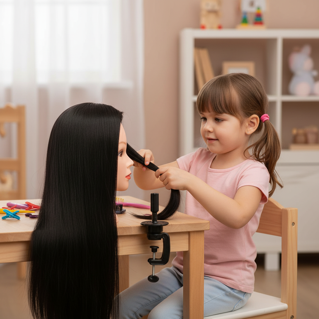 Training head IZA BLACK 60cm, thermal hair 4