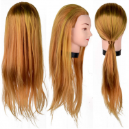 Galva profesionaliems kirpėjų mokymams ANETA BRASS (55 cm sintetiniai plaukai) + laikiklis