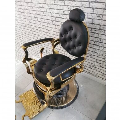 Profesionali barberio kėdė kirpykloms ir grožio salonams GABBIANO GIULIO GOLD, juodos spalvos 10