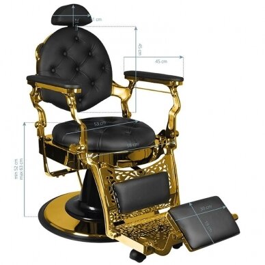 Профессиональное барберское кресло для парикмахерских и салонов красоты GABBIANO GIULIO GOLD, черного цвета 4