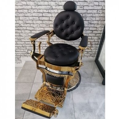 Profesionali barberio kėdė kirpykloms ir grožio salonams GABBIANO GIULIO GOLD, juodos spalvos 6