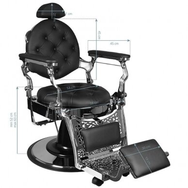 Профессиональное барберское кресло для парикмахерских и салонов красоты GABBIANO GIULO, черного цвета 5