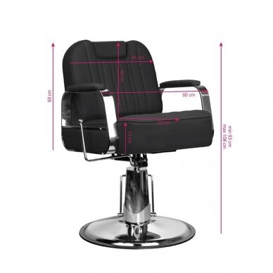 Profesionali barberio kėdė kirpykloms ir grožio salonams GABBIANO RUFO BLACK 8