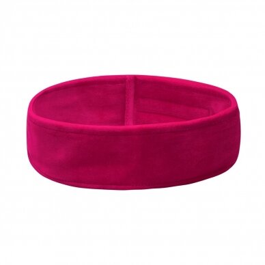 Head and hair band for cosmetology and hairdressing procedures, fuchsia velor