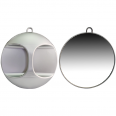 GEPARD apvalus kokybiškas kirpėjo veidrodis (rodyti klientui vaizdą iš galo)  Ø 27 cm