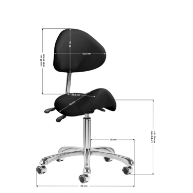 GIOVANNI CLASSIC 1004 profesionali meistro kėdė-balnas kosmetologams, juodos spalvos 9