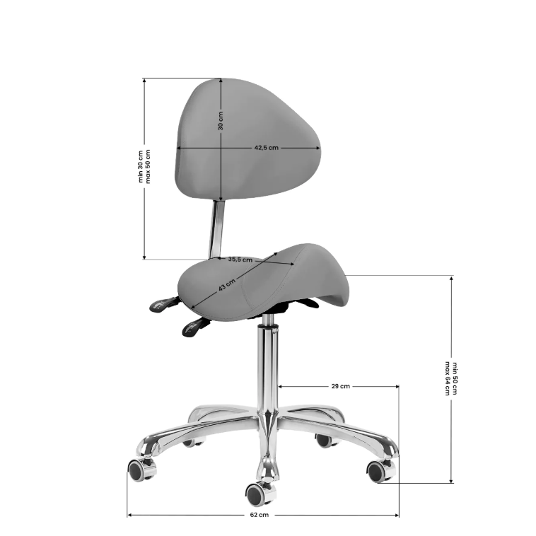 GIOVANNI CLASSIC 1004 professional master's chair-saddle for beauticians, grey color 9