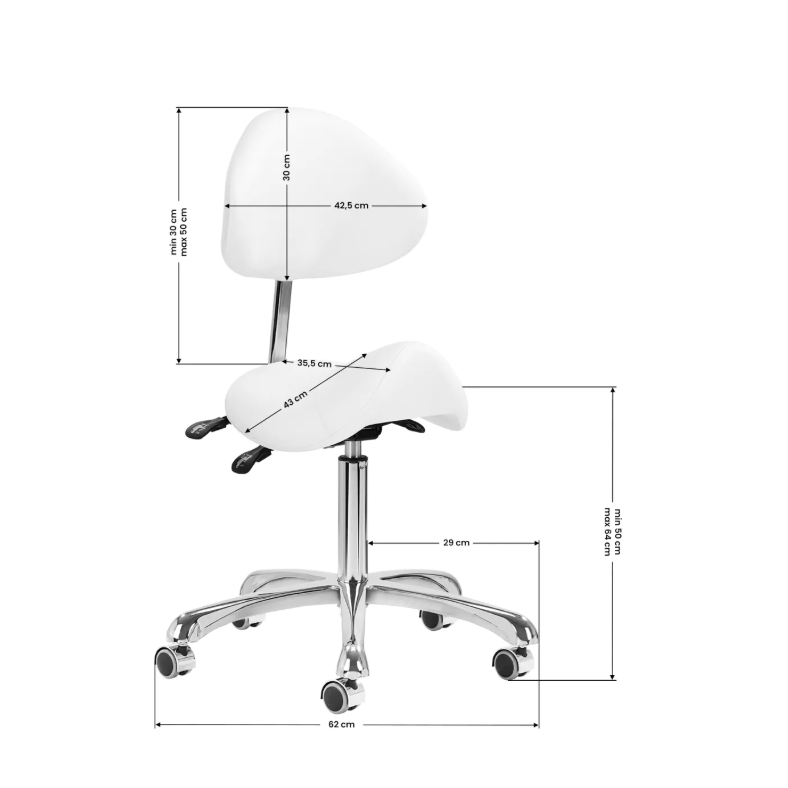 GIOVANNI CLASSIC 1004 profesionali meistro kėdė-balnas kosmetologams, baltos spalvos 10 GIOVANNI CLASSIC 1004 profesionali meistro kėdė-balnas kosmetologams, baltos spalvos 10