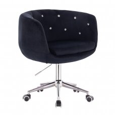Beauty salon chair with a stable base or with wheels HR333CCROSS, black velvet