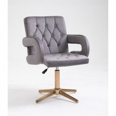 Beauty salon chair with stable legs HR8404CROSS, gray velor