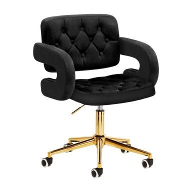 4Rico beauty salon chair with wheels QS-OF213G, black velvet 4Rico beauty salon chair with wheels QS-OF213G, black velvet