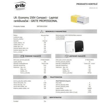 GRITE Бумажные полотенца Economy 250 V Compact 3