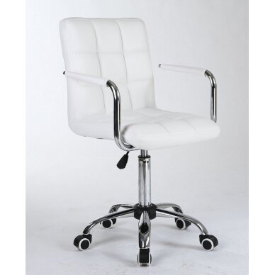 Кресло-табурет для мастера красоты на колесиках HC1015KP, белое