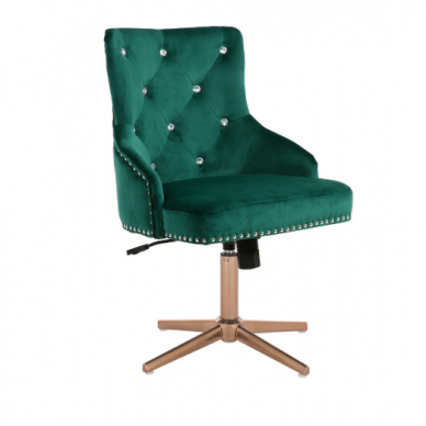 Klasikinio stiliaus grožio salono kėdė stabiliu pakoju HR654CROSS, žalias veliūras