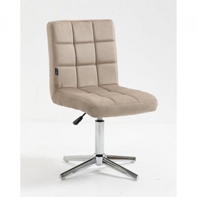 Grožio salono kėdė stabiliu pagrindu arba su ratukais HR7009N, kreminės spalvos aksomas 6