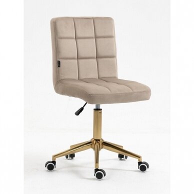 Grožio salono kėdė stabiliu pagrindu arba su ratukais HR7009N, kreminės spalvos aksomas 8