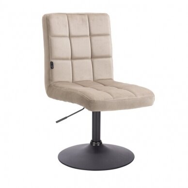 Grožio salono kėdė stabiliu pagrindu arba su ratukais HR7009N, kreminės spalvos aksomas 11