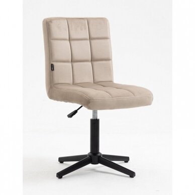 Grožio salono kėdė stabiliu pagrindu arba su ratukais HR7009N, kreminės spalvos aksomas 12