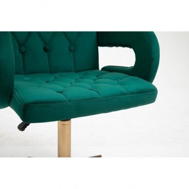 Grožio salono kėdė su ratukais HR8404K, žalias veliūras