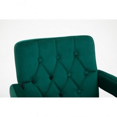 Grožio salono kėdė su ratukais HR8404K, žalias veliūras 5