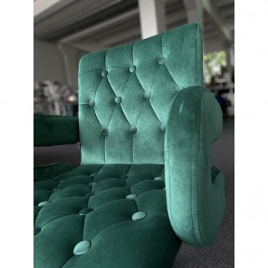 Grožio salono kėdė su ratukais HR8404K, žalias veliūras 8