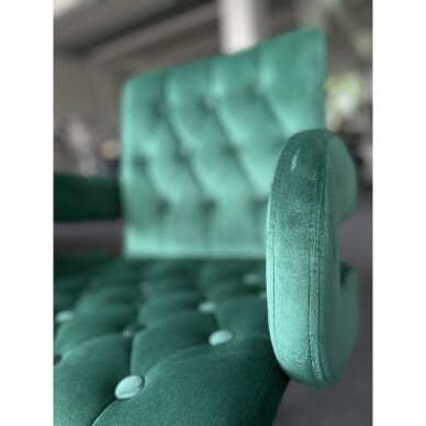 Grožio salono kėdė su ratukais HR8404K, žalias veliūras
