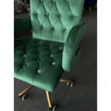 Grožio salono kėdė su ratukais HR8404K, žalias veliūras 10