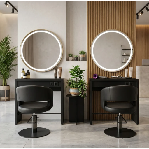 Grožio salono veidrodis - konsolė su LED apšvietimu POLA I 2 Grožio salono veidrodis - konsolė su LED apšvietimu POLA I 2