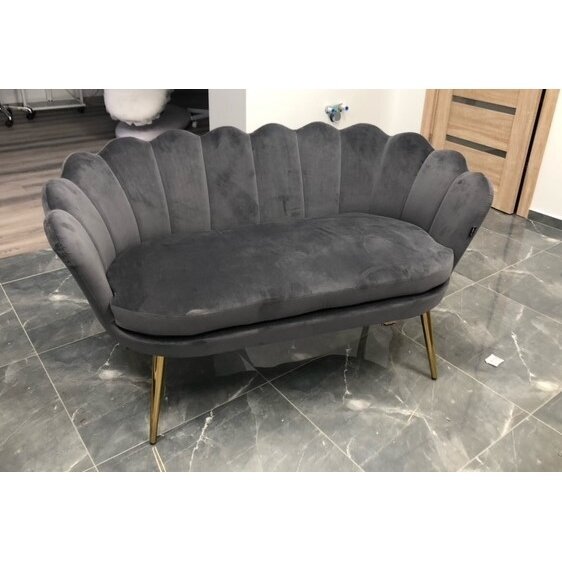 Grožio salono laukiamojo sofa REY, pilkas veliūras 17 Grožio salono laukiamojo sofa REY, pilkas veliūras 17