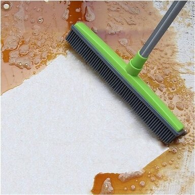 Rubber broom for hairdressers, grey-green color Rubber broom for hairdressers, grey-green color