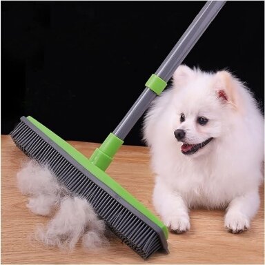 Rubber broom for hairdressers, grey-green color Rubber broom for hairdressers, grey-green color