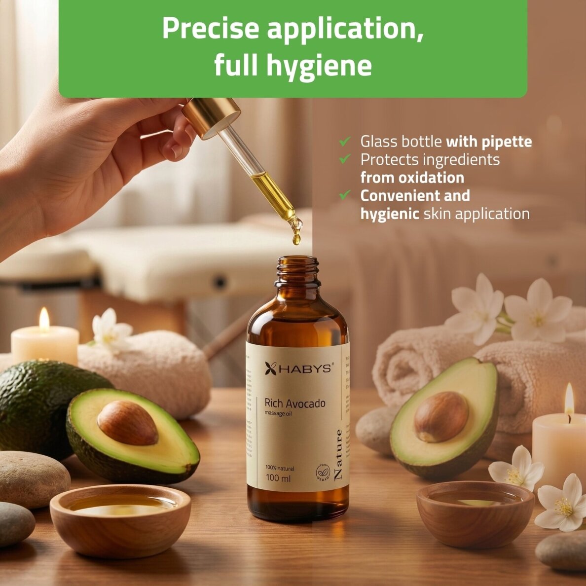 HABYS RICH AVOCADO Натуральное массажное масло с авокадо, 100 мл 1 HABYS RICH AVOCADO Натуральное массажное масло с авокадо, 100 мл 1