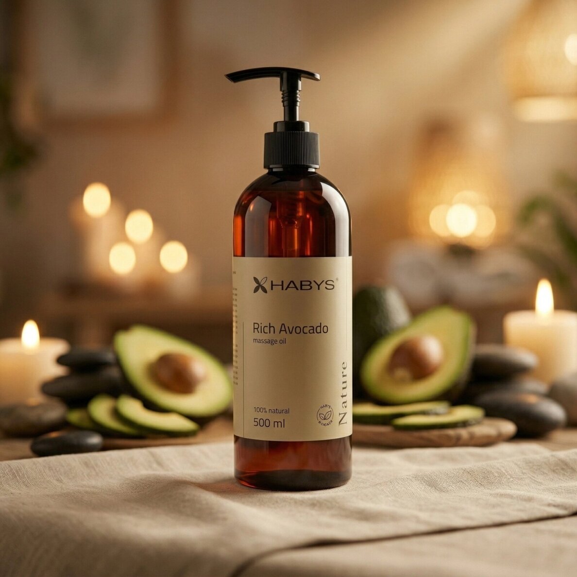 HABYS RICH AVOCADO Натуральное массажное масло с авокадо, 500 мл 3