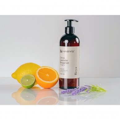 HABYS REYA atgaivinantis kūno masažo aliejus su energizuojančiu citrusinių vaisių ir levandų kvapu 1