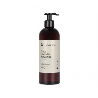 HABYS REYA revitalizing body massage oil with an energizing citrus and lavender scent