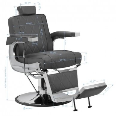 HAIR SYSTEM profesionali barberio kėdė kirpykloms ir grožio salonams BM88066, pilkos spalvos 15 HAIR SYSTEM profesionali barberio kėdė kirpykloms ir grožio salonams BM88066, pilkos spalvos 15