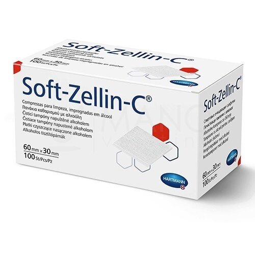 Hartmann Soft-Zellin спиртовые салфеточки для инъекции, 60 х 30 мм, N100 Hartmann Soft-Zellin спиртовые салфеточки для инъекции, 60 х 30 мм, N100