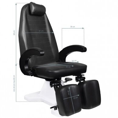 Профессиональное гидравлическое подологическое кресло для педикюра MOD 112, черного цвета 6