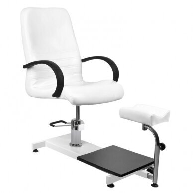 Profesionali hidraulinė SPA/pedikiūro kėdė su reguliuojamu pakoju MOD-SPA100, baltos spalvos