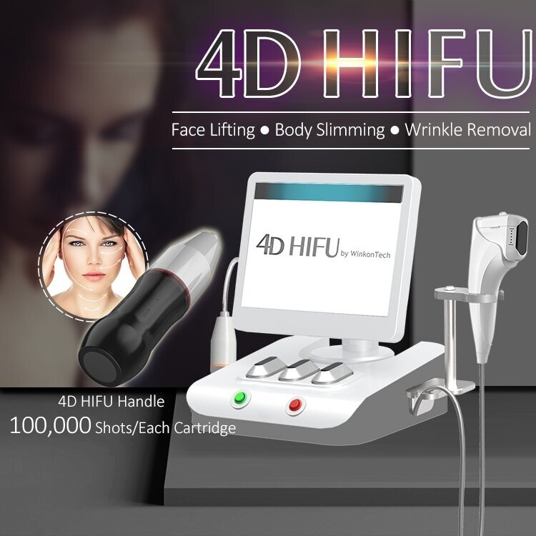 HIFU focused 4D ultrasound machine for face and body, 2 nozzles, 11 cartridges. Mobile version of the device 2 HIFU focused 4D ultrasound machine for face and body, 2 nozzles, 11 cartridges. Mobile version of the device 2