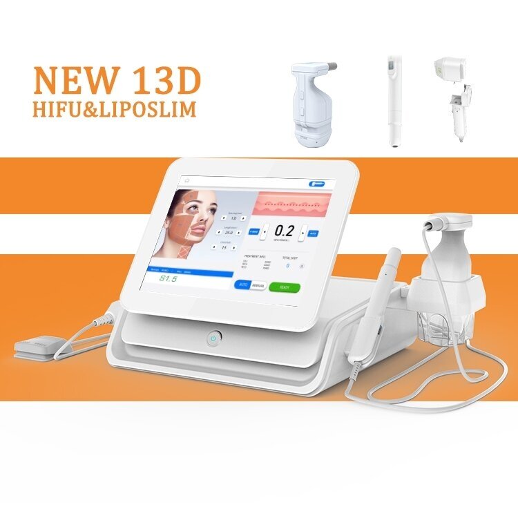 HIFU focused 13D ultrasound machine for face and body, 3 tips 3