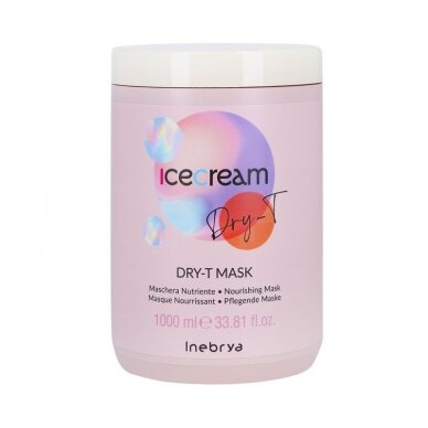 INEBRYA ICE CREAM DRY-T MASK maitinamoji ir šukavimą palengvinanti kaukė sausiems ir pažeistiems plaukams, 1000 ml INEBRYA ICE CREAM DRY-T MASK maitinamoji ir šukavimą palengvinanti kaukė sausiems ir pažeistiems plaukams, 1000 ml