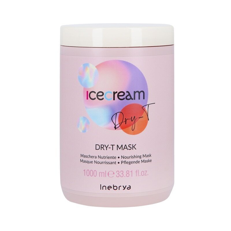 INEBRYA ICE CREAM DRY-T MASK maitinamoji ir šukavimą palengvinanti kaukė sausiems ir pažeistiems plaukams, 1000 ml INEBRYA ICE CREAM DRY-T MASK maitinamoji ir šukavimą palengvinanti kaukė sausiems ir pažeistiems plaukams, 1000 ml