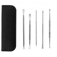 Double-sided beautician&#39;s tools for removing acne and blackheads with case, 5 pcs.